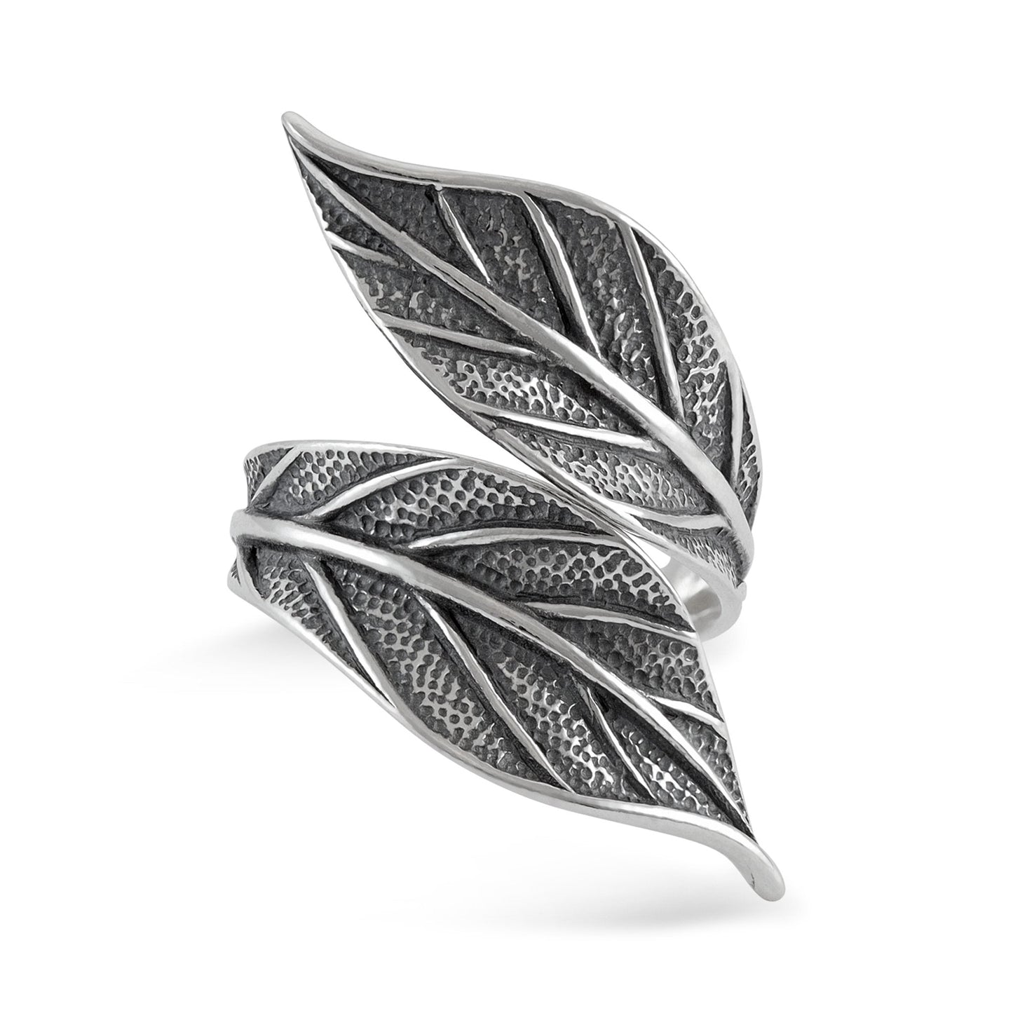 Sterling Silver Leaf Detail Ring - FJewellery