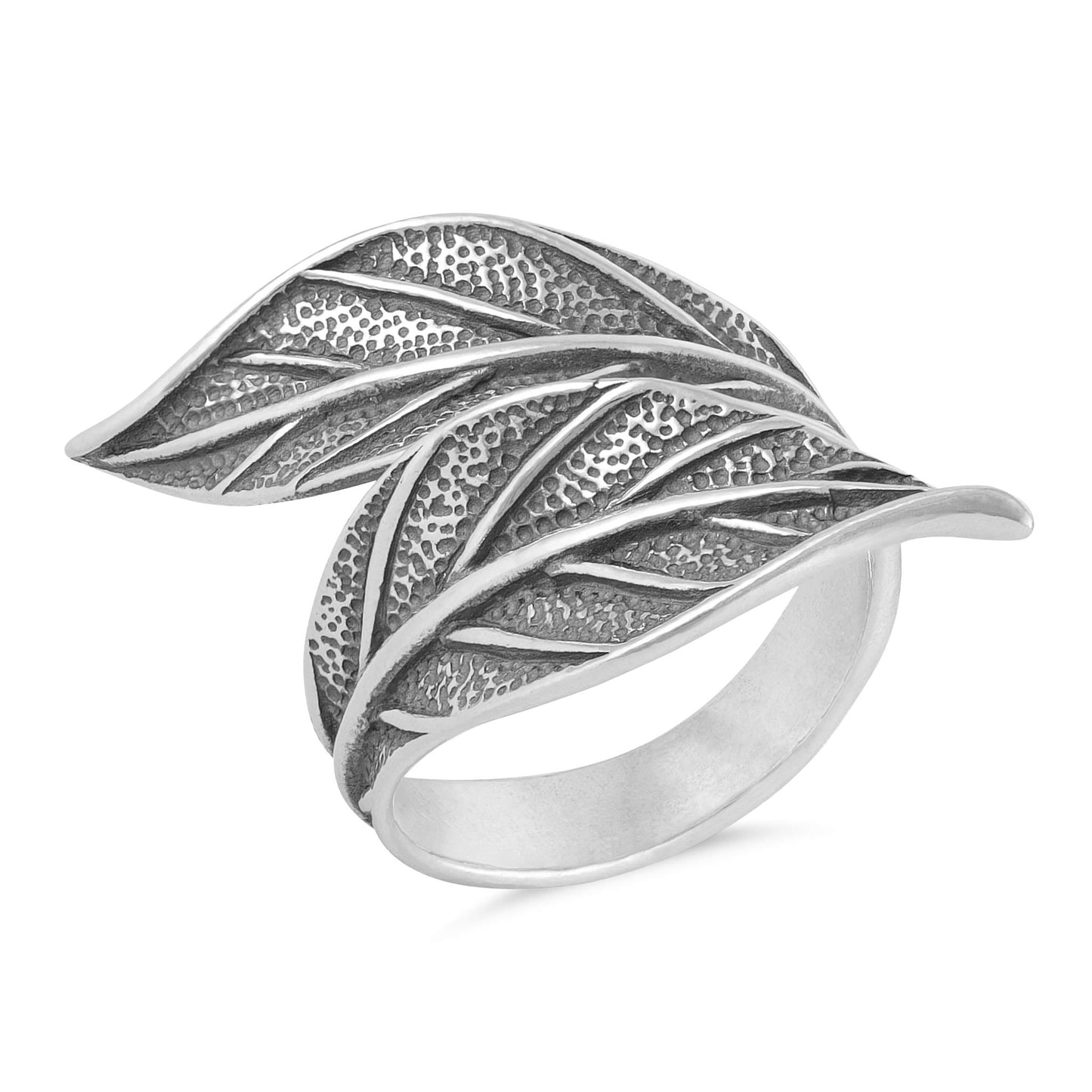 Sterling Silver Leaf Detail Ring - FJewellery