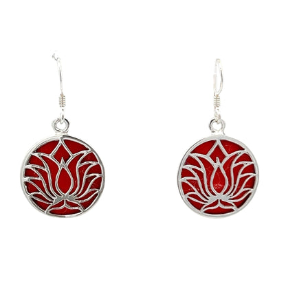 925 Sterling Silver  Black Lotus Drop Earrings