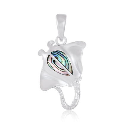 925 Sterling Silver Abalone Shell Stingray Pendant