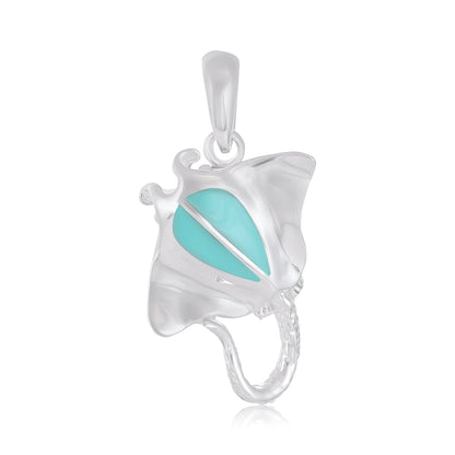 925 Sterling Silver Abalone Shell Stingray Pendant