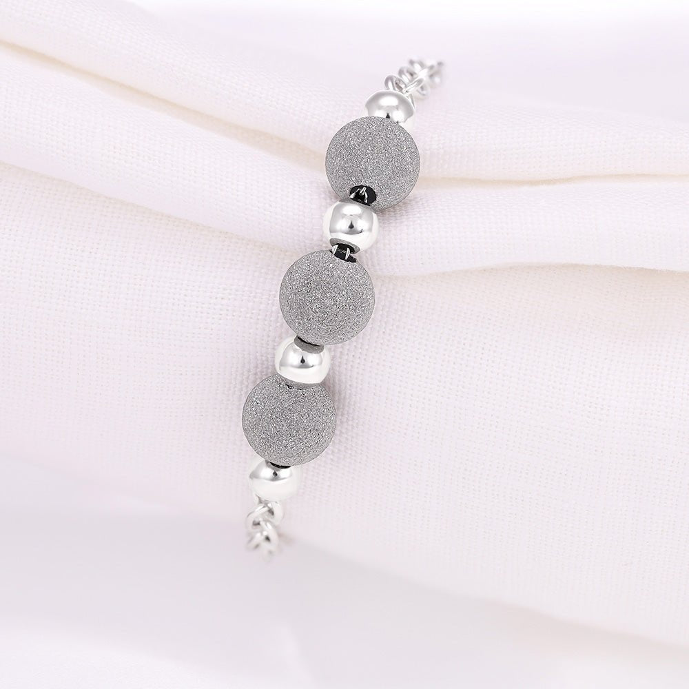 Sterling silver moondust bead bracelet - 7.5" 302188 - FJewellery