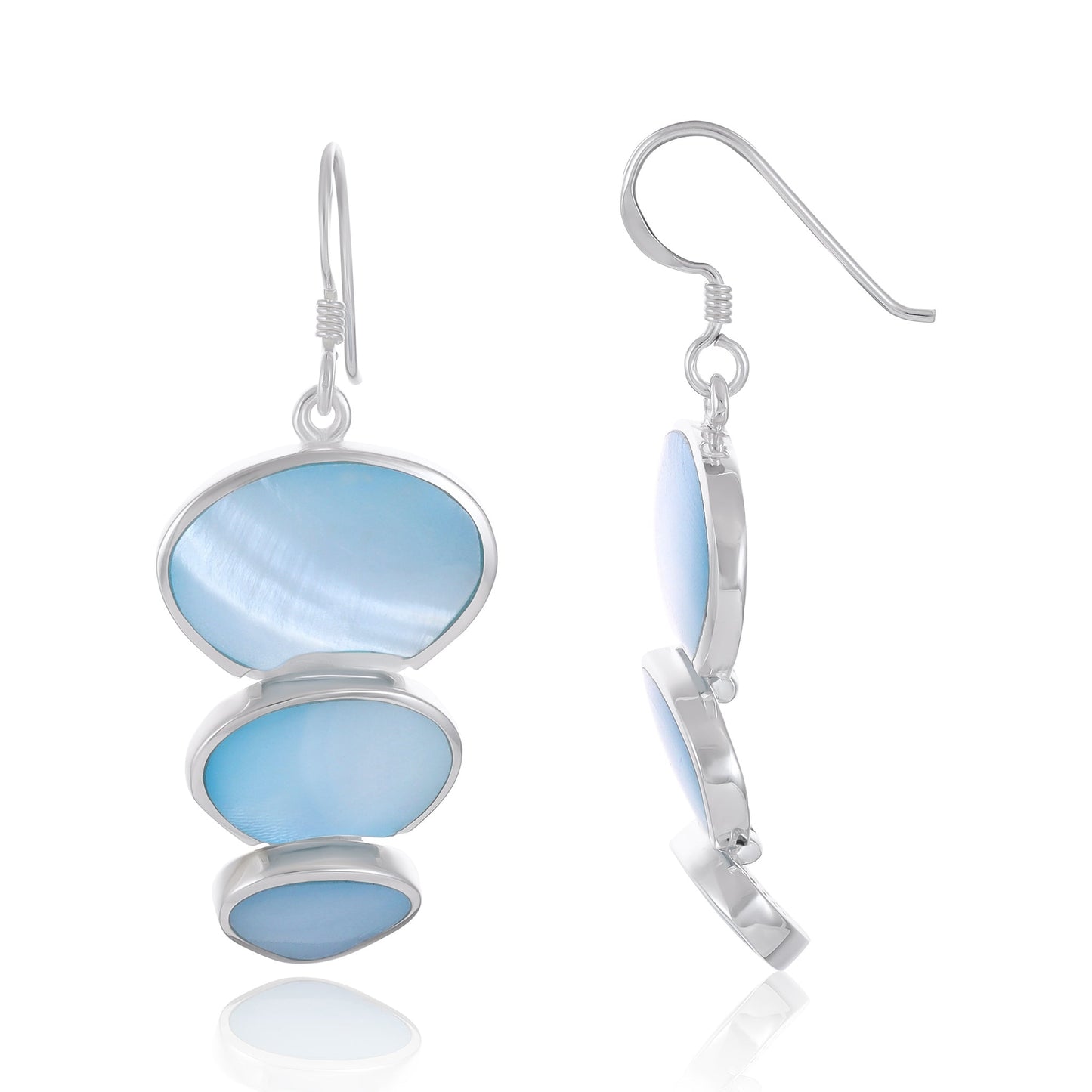 925 Sterling Silver  Abalone Shell Abstract Drop Earrings