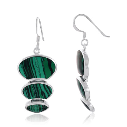 925 Sterling Silver  Abalone Shell Abstract Drop Earrings