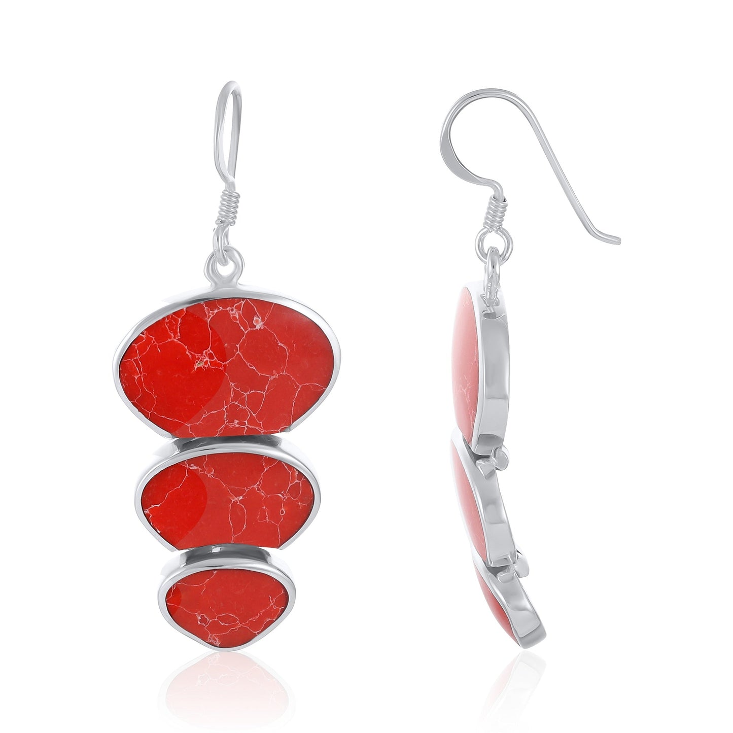 925 Sterling Silver  Abalone Shell Abstract Drop Earrings White