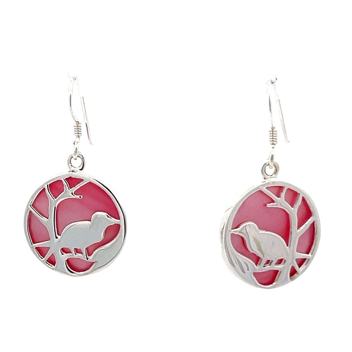 Sterling Silver Mother Of Pearl Shell Bird Earrings SER4003