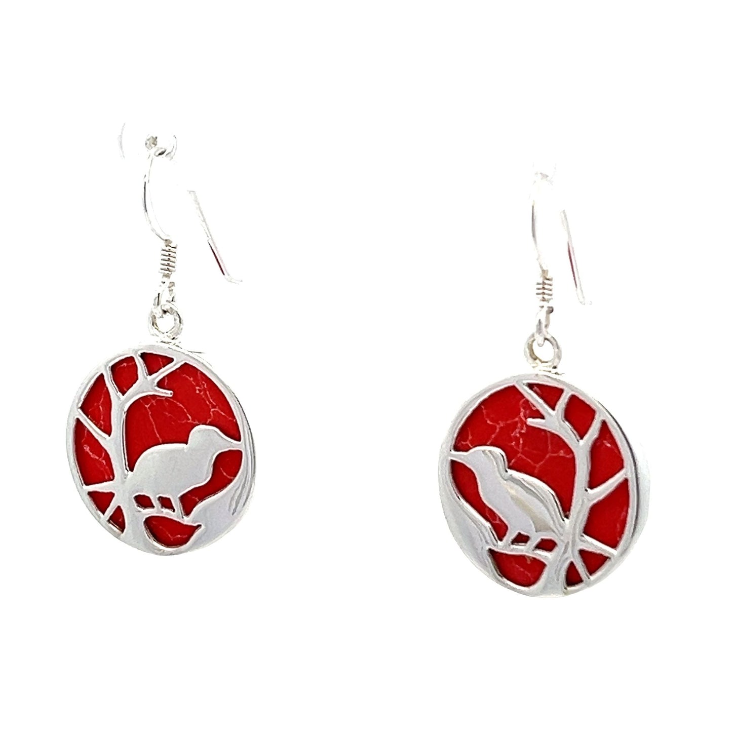 Sterling Silver Mother Of Pearl Shell Bird Earrings SER4003