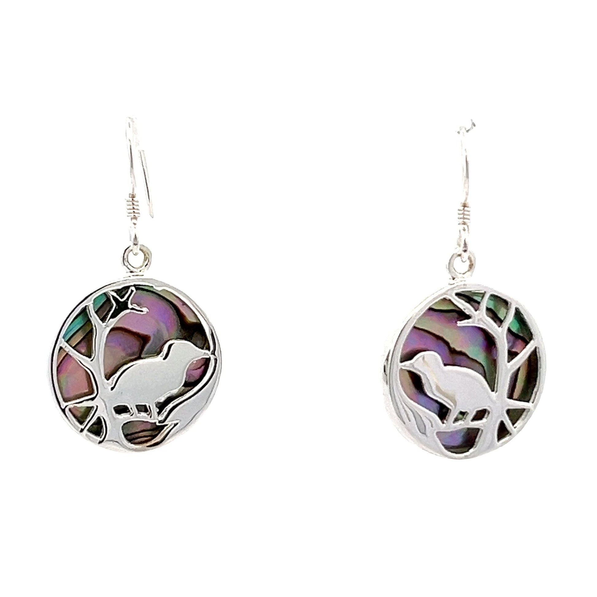 Sterling silver mother of pearl shell bird earrings SER4003 - FJewellery