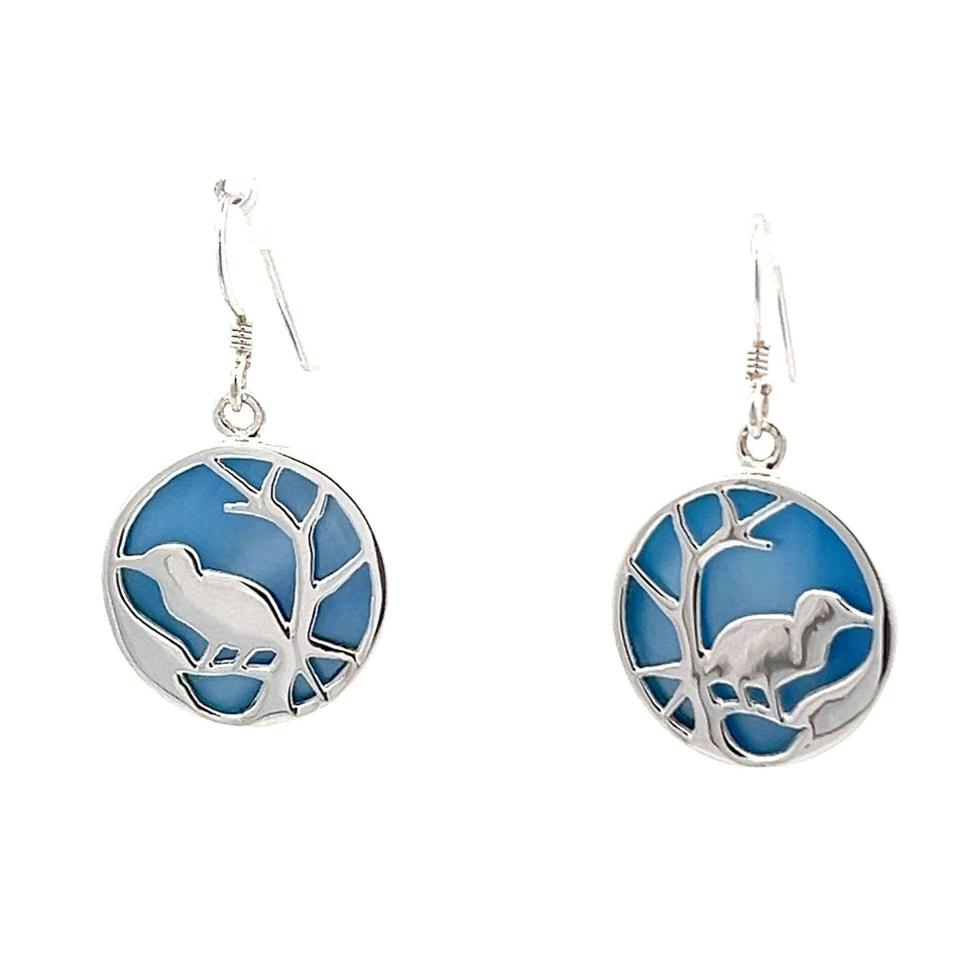 Sterling silver mother of pearl shell bird earrings SER4003 - FJewellery