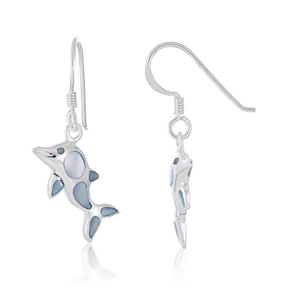 925 Sterling Silver  White Dolphin Earrings