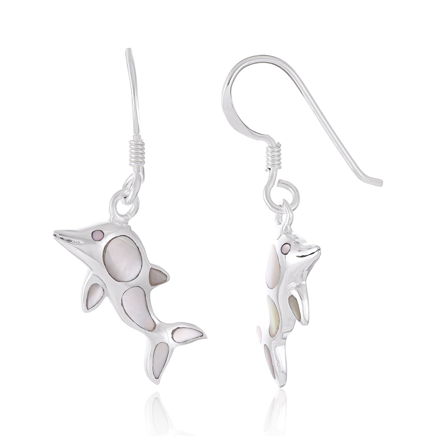 Sterling Silver Mother Of Pearl Shell Dolphin Earring SER4030 - FJewellery