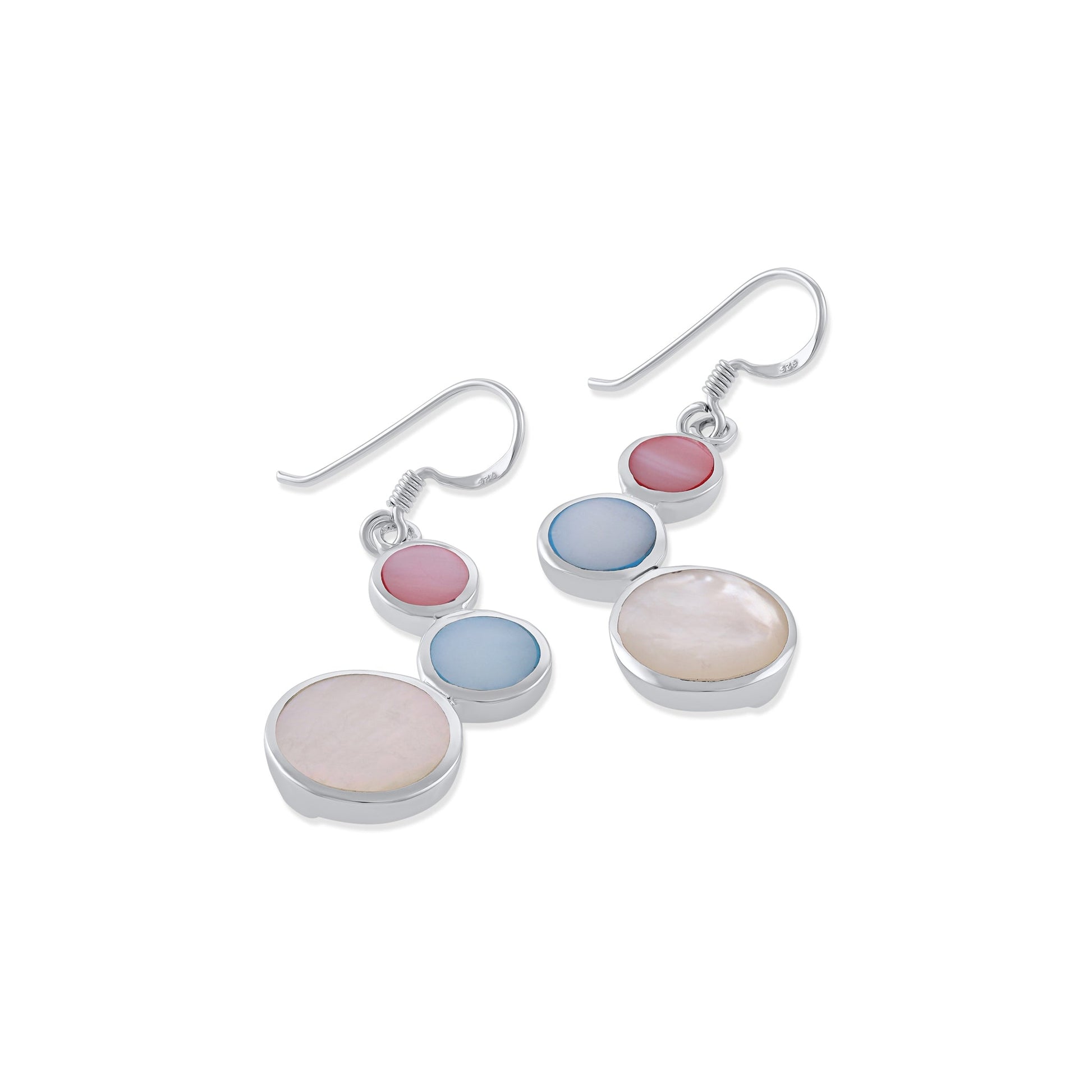 Sterling Silver Mother-of-pearl Triple Circle Earrings SER4033 - FJewellery