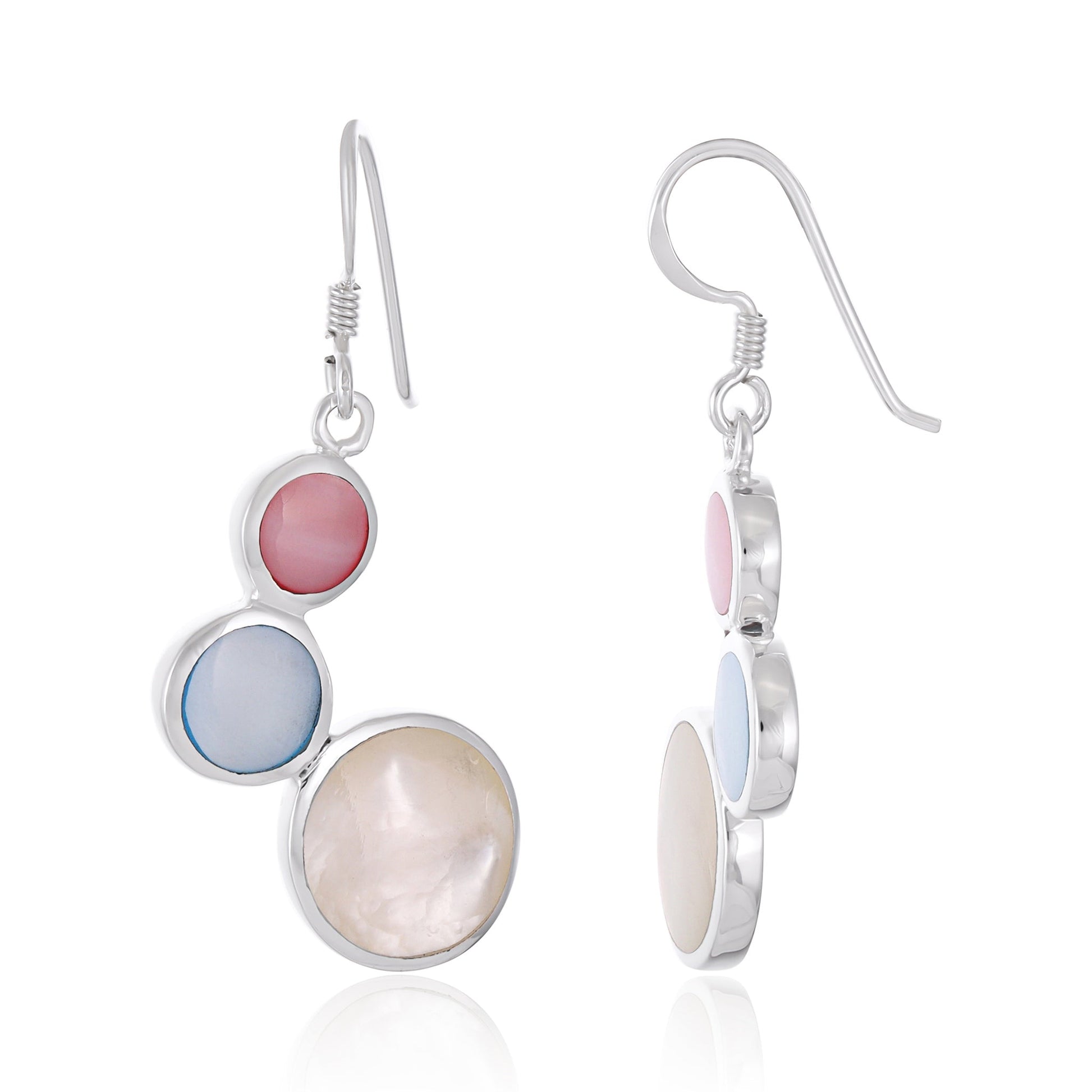 Sterling Silver Mother-of-pearl Triple Circle Earrings SER4033 - FJewellery