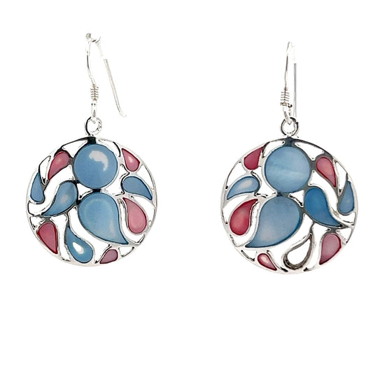 Sterling Silver Multi Color Of Mop Shell Earrings SER4004