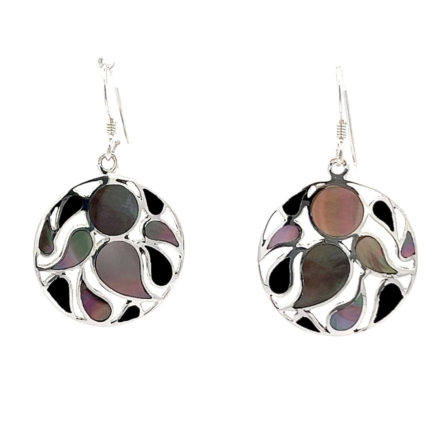 Sterling silver multi color of mop shell earrings SER4004 - FJewellery