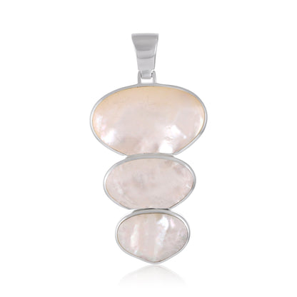 925 Sterling Silver  Oval Mother Of Pearl Pendant SPD4021