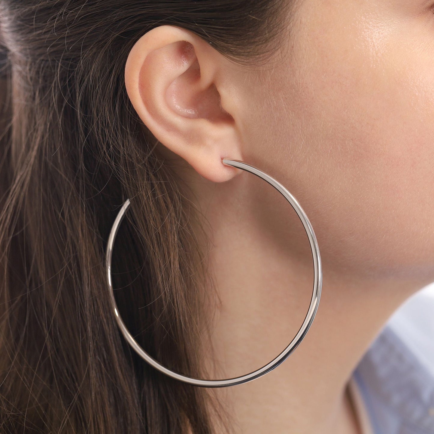 Sterling Silver Oversized Hoop Earrings SER60016 - FJewellery