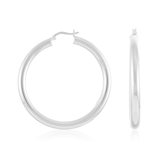 Sterling Silver Plain Hoop Earrings SER60019 - FJewellery