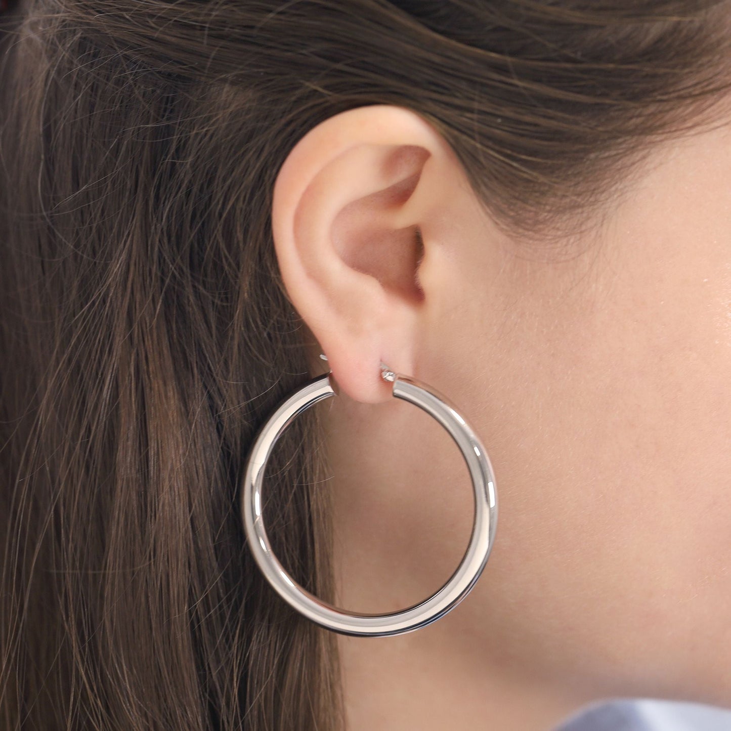 Sterling Silver Plain Hoop Earrings SER60019 - FJewellery