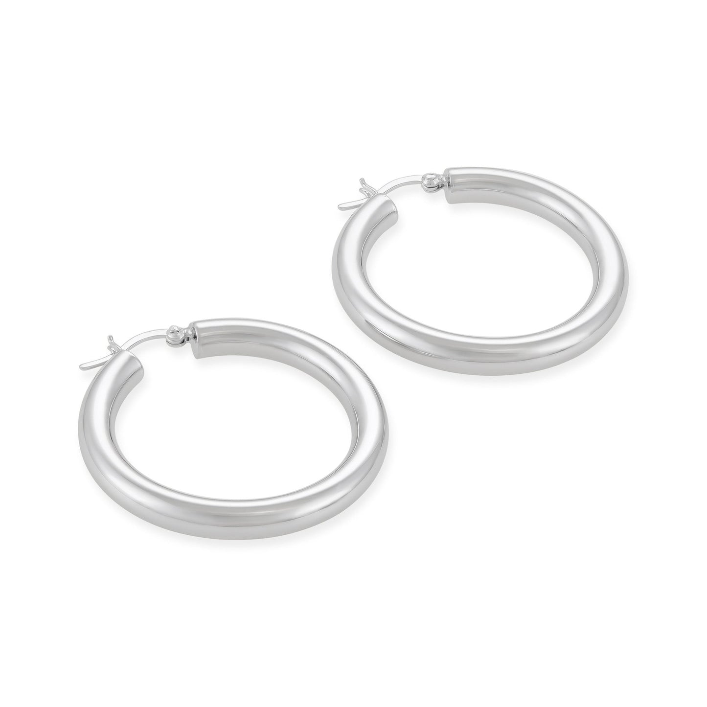Sterling Silver Plain Tube Hoop Earrings SER60018 - FJewellery