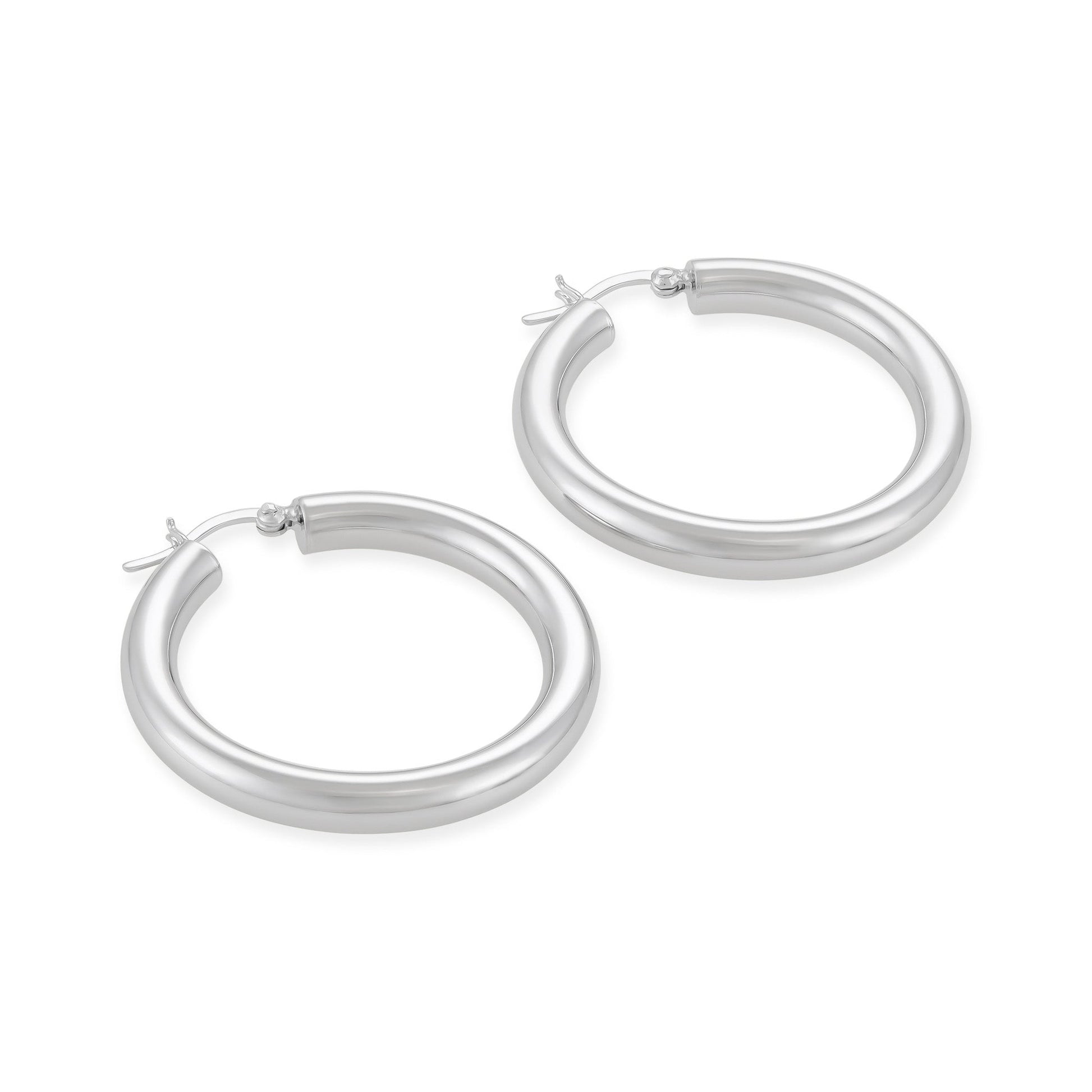 Sterling Silver Plain Tube Hoop Earrings SER60018 - FJewellery