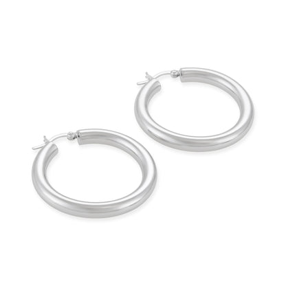 Sterling Silver Plain Tube Hoop Earrings SER60018 - FJewellery