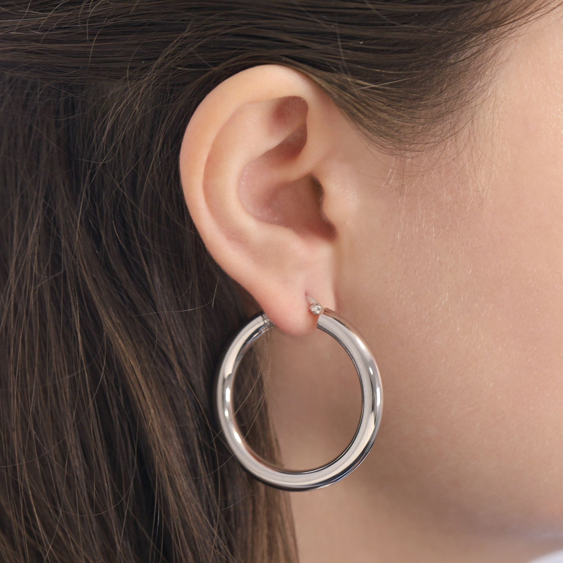 Sterling Silver Plain Tube Hoop Earrings SER60018 - FJewellery