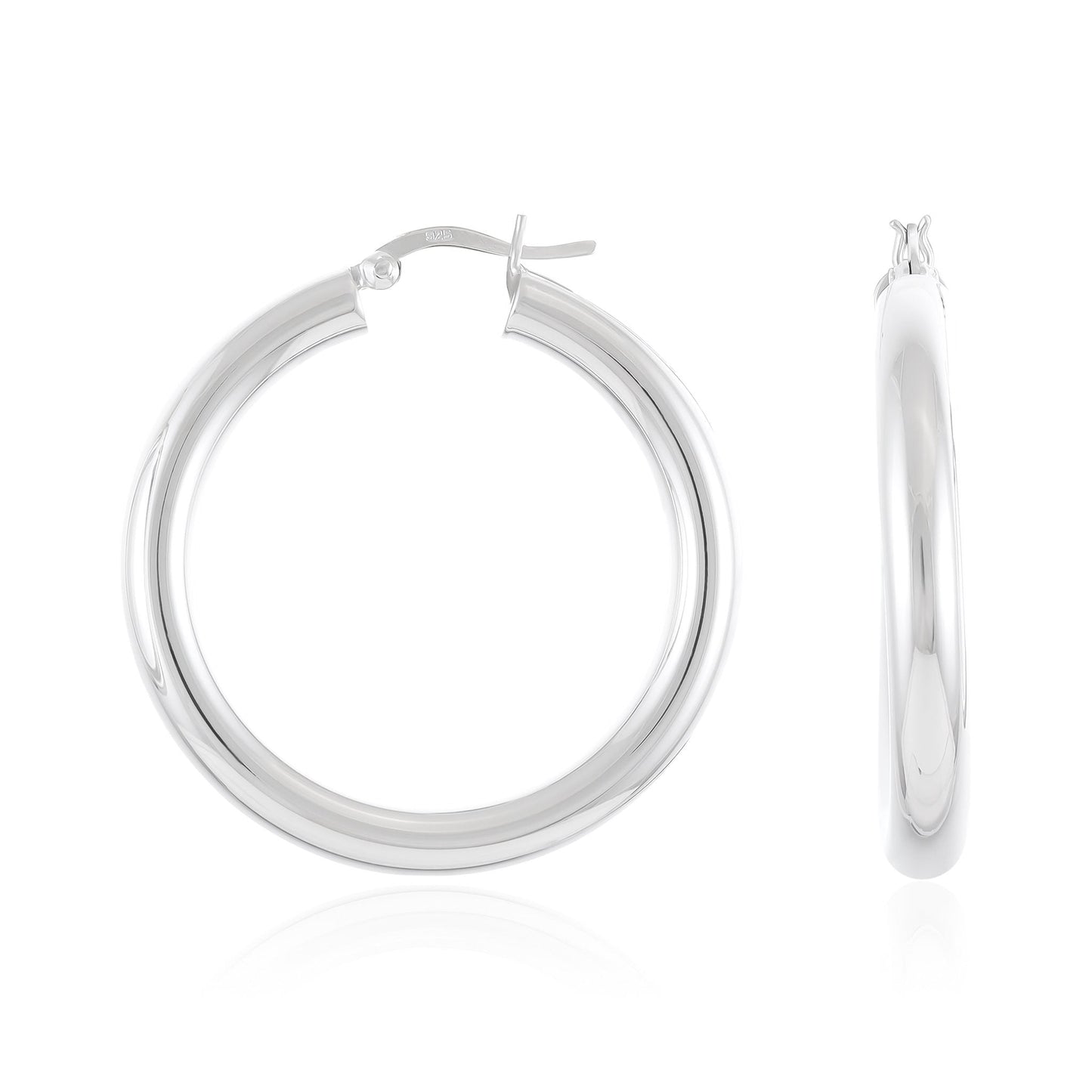 Sterling Silver Plain Tube Hoop Earrings SER60018 - FJewellery