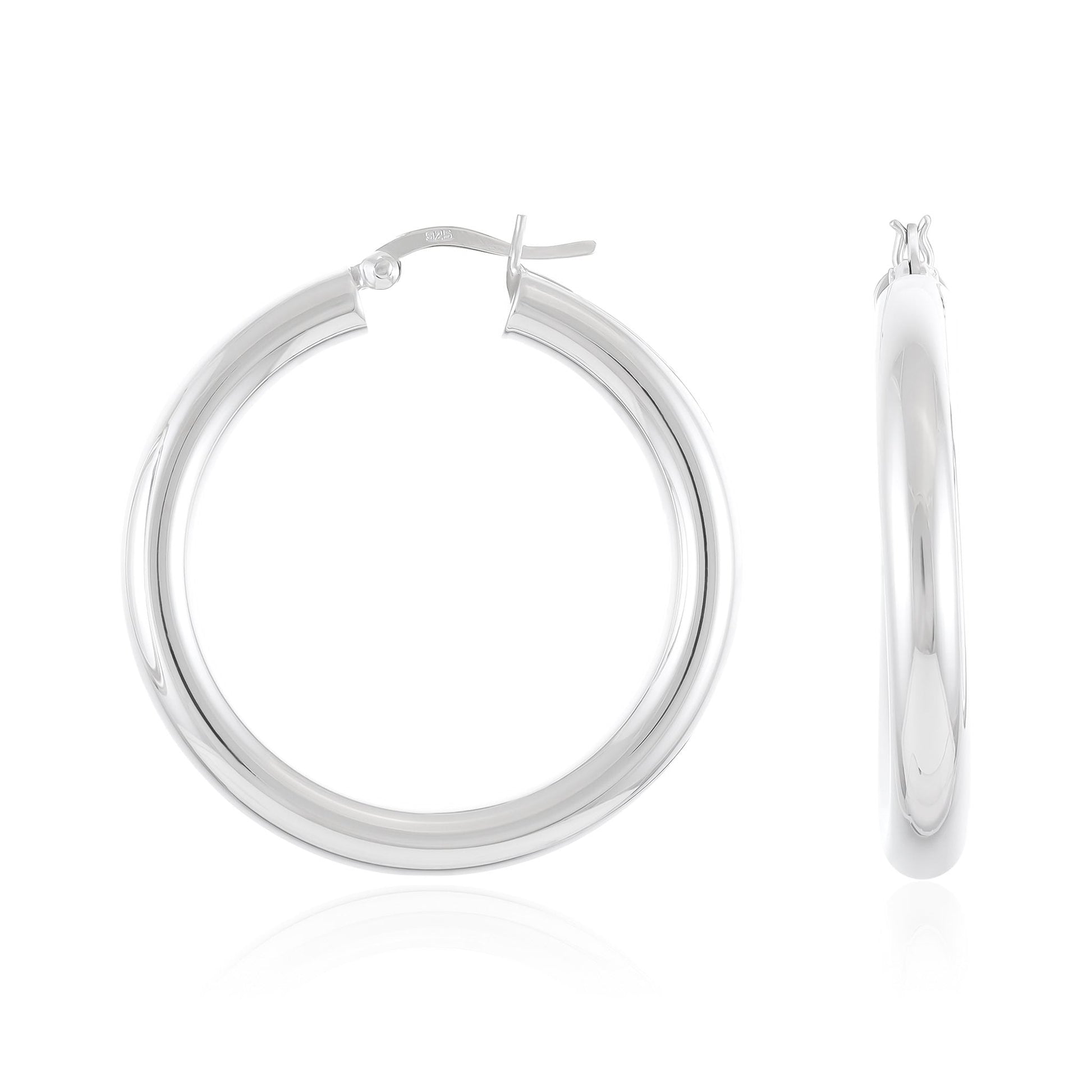Sterling Silver Plain Tube Hoop Earrings SER60018 - FJewellery