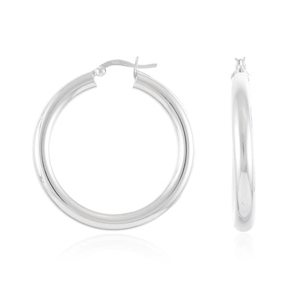 Sterling Silver Plain Tube Hoop Earrings SER60018 - FJewellery