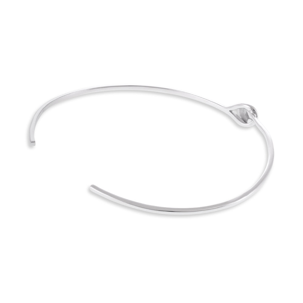 Sterling Silver Rhodium Plated Heart Bangle 61x51mm SBN1002 - FJewellery