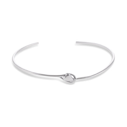 Sterling Silver Rhodium Plated Heart Bangle 61x51mm SBN1002 - FJewellery