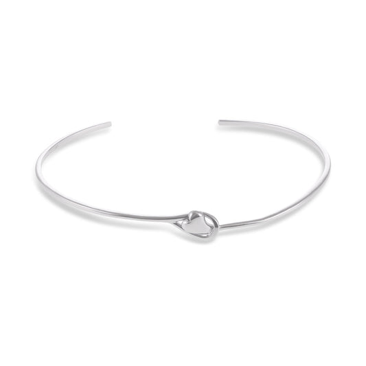 Sterling silver Rhodium Plated Heart Bangle 61x51mm SBN1002 - FJewellery