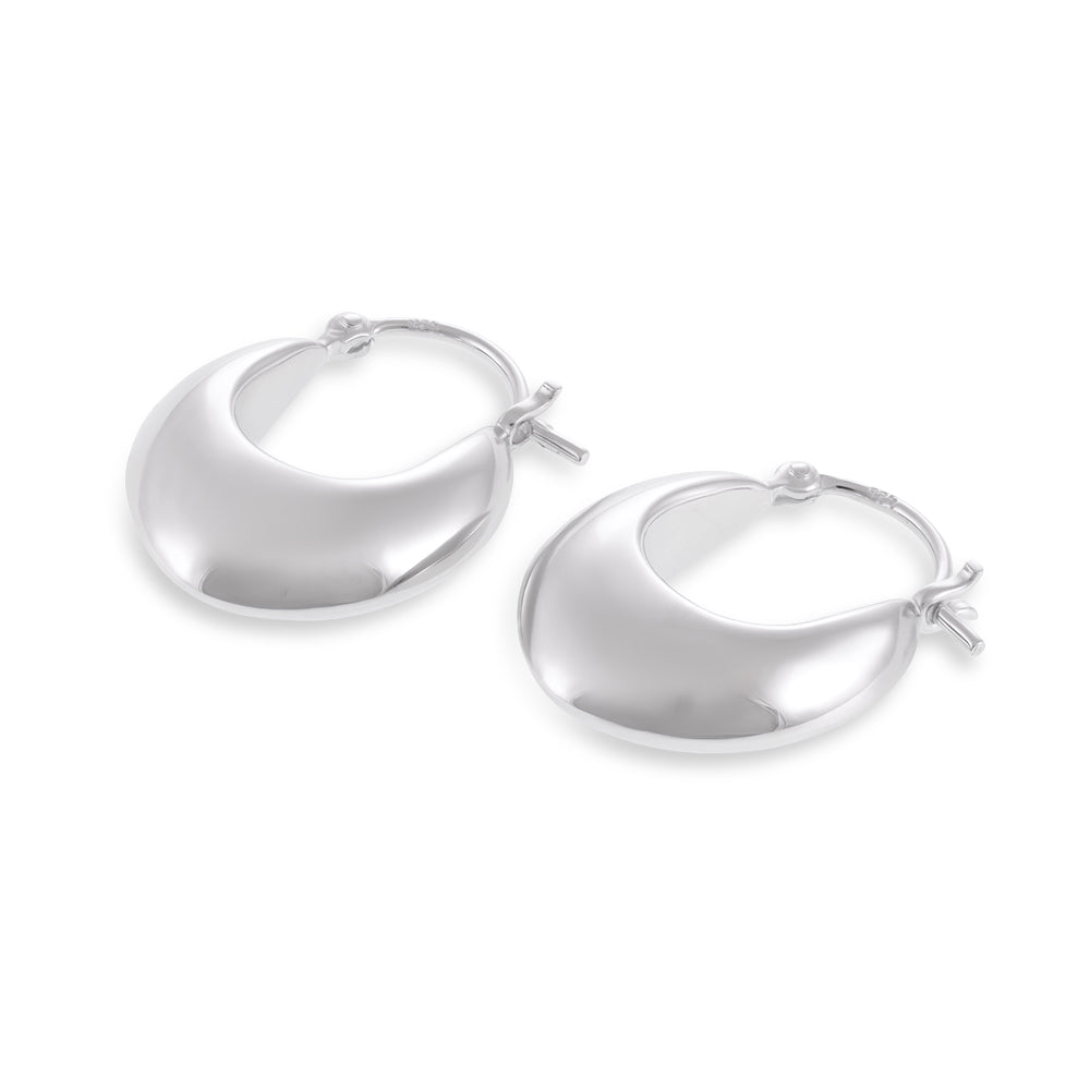 Sterling Silver Rhodium Plated Huggie Earrings SER1008 - FJewellery