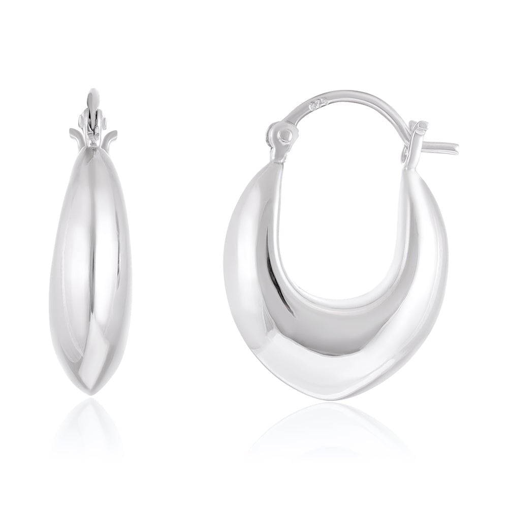 Sterling Silver Rhodium Plated Huggie Earrings SER1008 - FJewellery