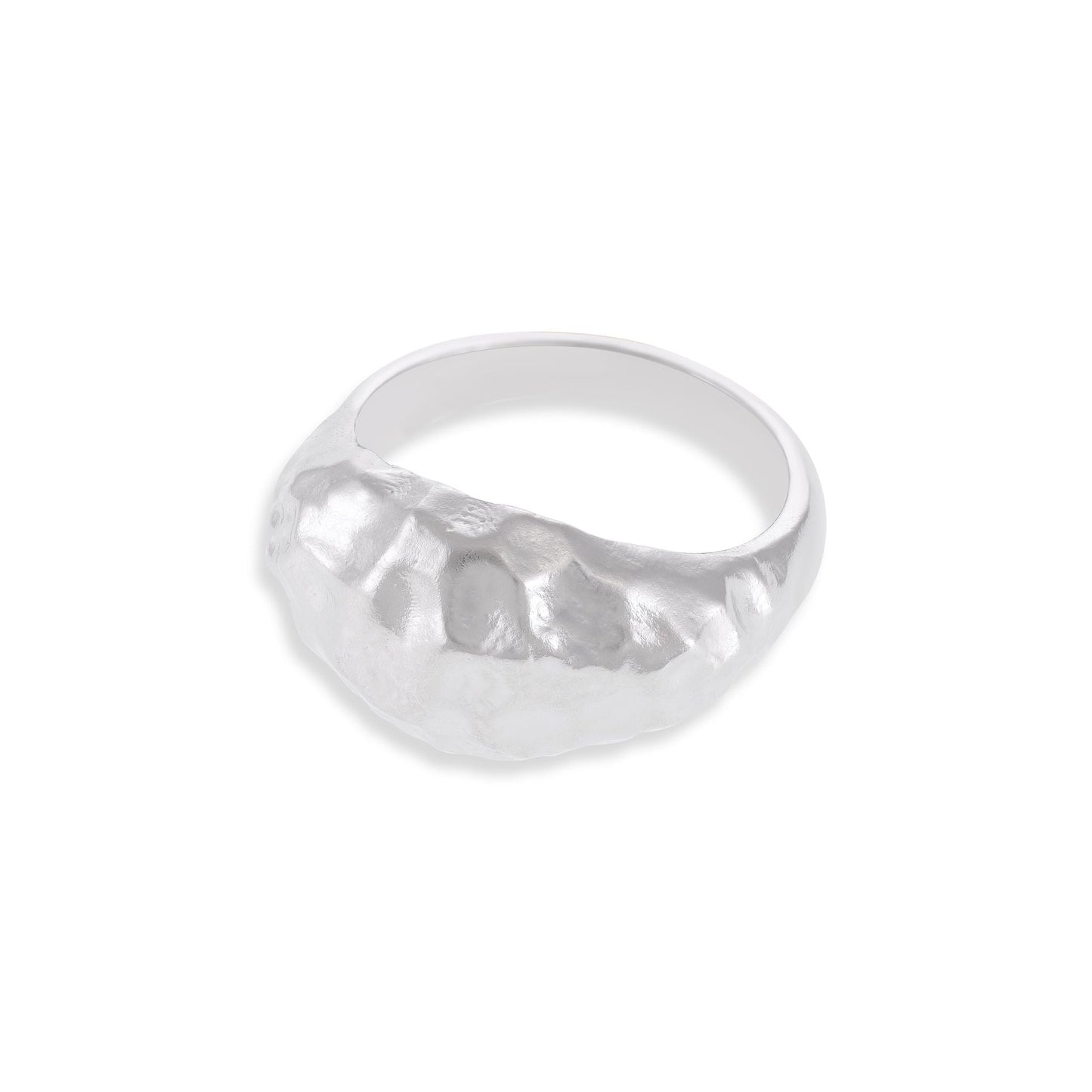 Sterling silver rhodium plated nugget ring SRN3006 - FJewellery
