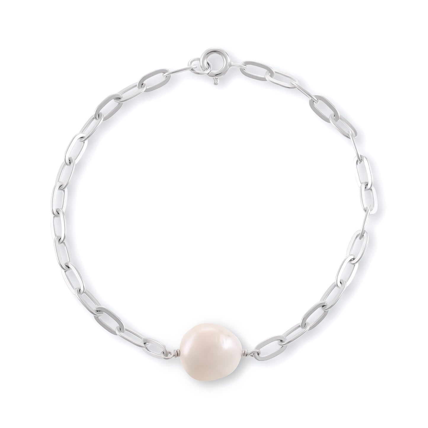 Sterling Silver Rhodium Plated Pearl Bracelet SBR3001 - FJewellery