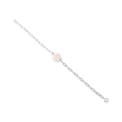Sterling Silver Rhodium Plated Pearl Bracelet SBR3001 - FJewellery