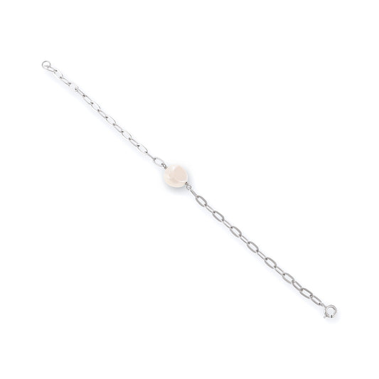 Sterling Silver Rhodium Plated Pearl Bracelet SBR3001 - FJewellery