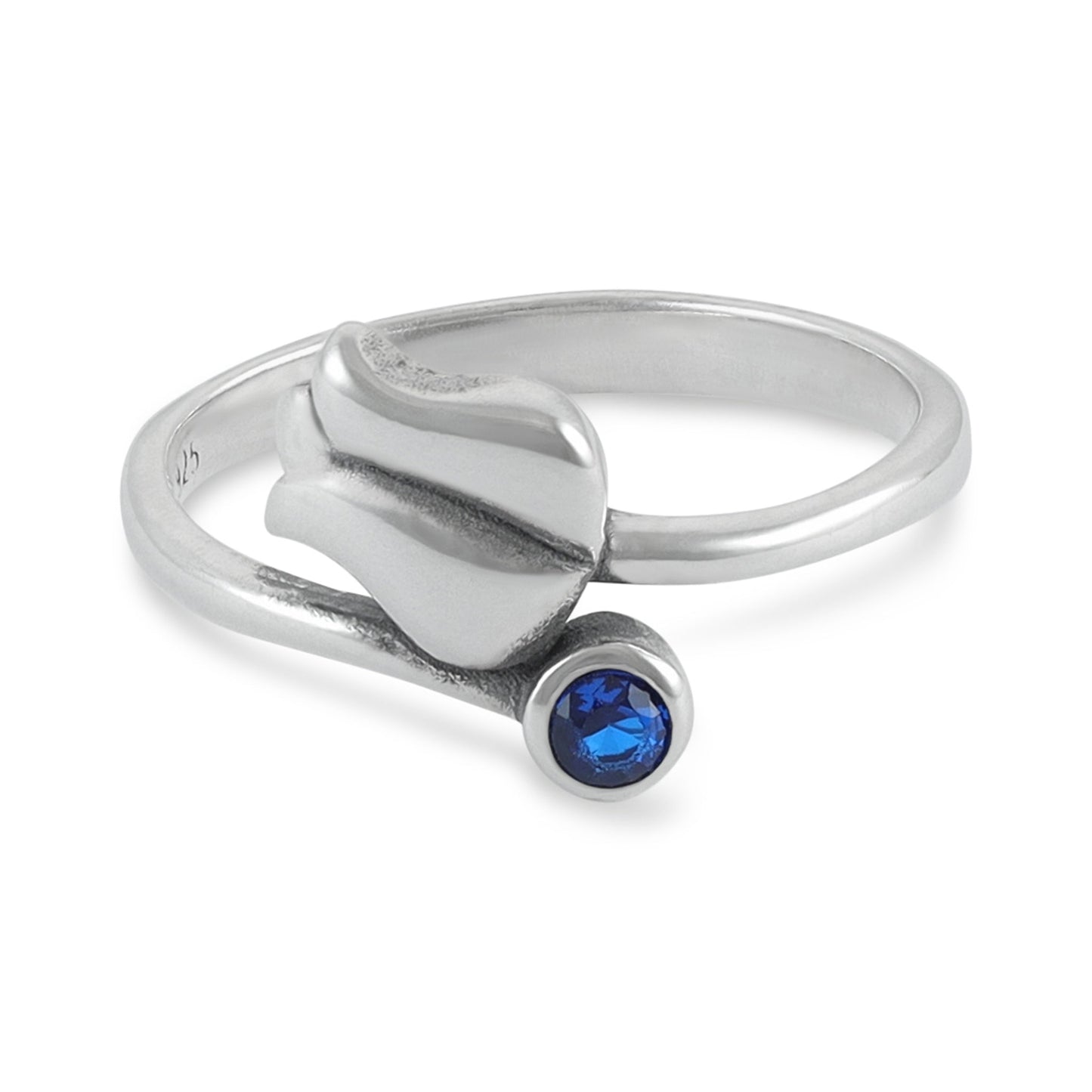 Sterling Silver Rose Blue Gemstone Ring - FJewellery