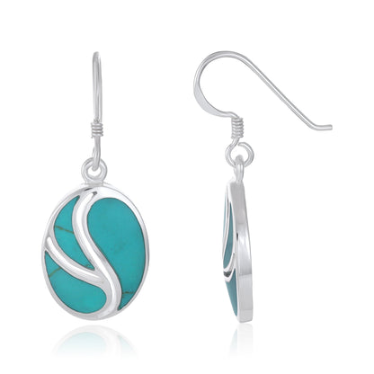 925 Sterling Silver  Multicolour Oval Drop Earrings