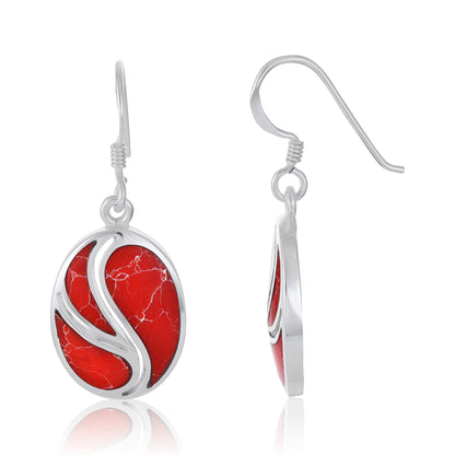 925 Sterling Silver  Multicolour Oval Drop Earrings