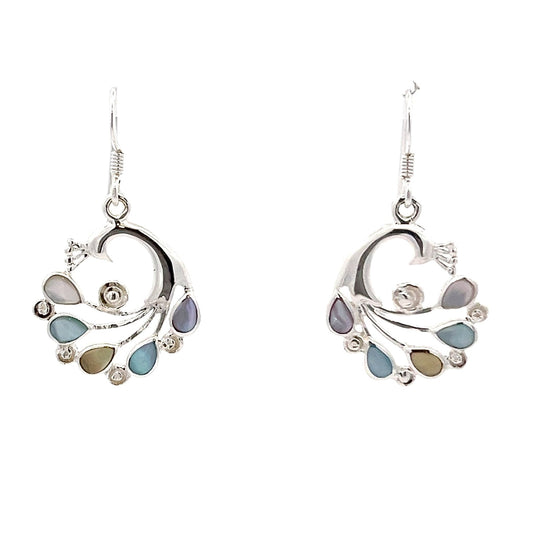 Sterling silver teardrop abalone shell earrings SER4029 - FJewellery