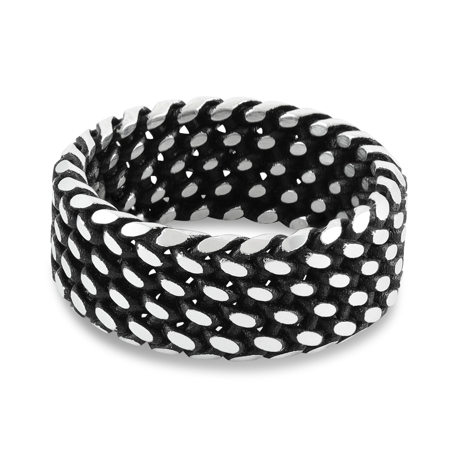 Sterling Silver Textured Snake Detail Ring - FJewellery