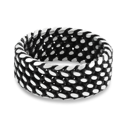 Sterling Silver Textured Snake Detail Ring - FJewellery