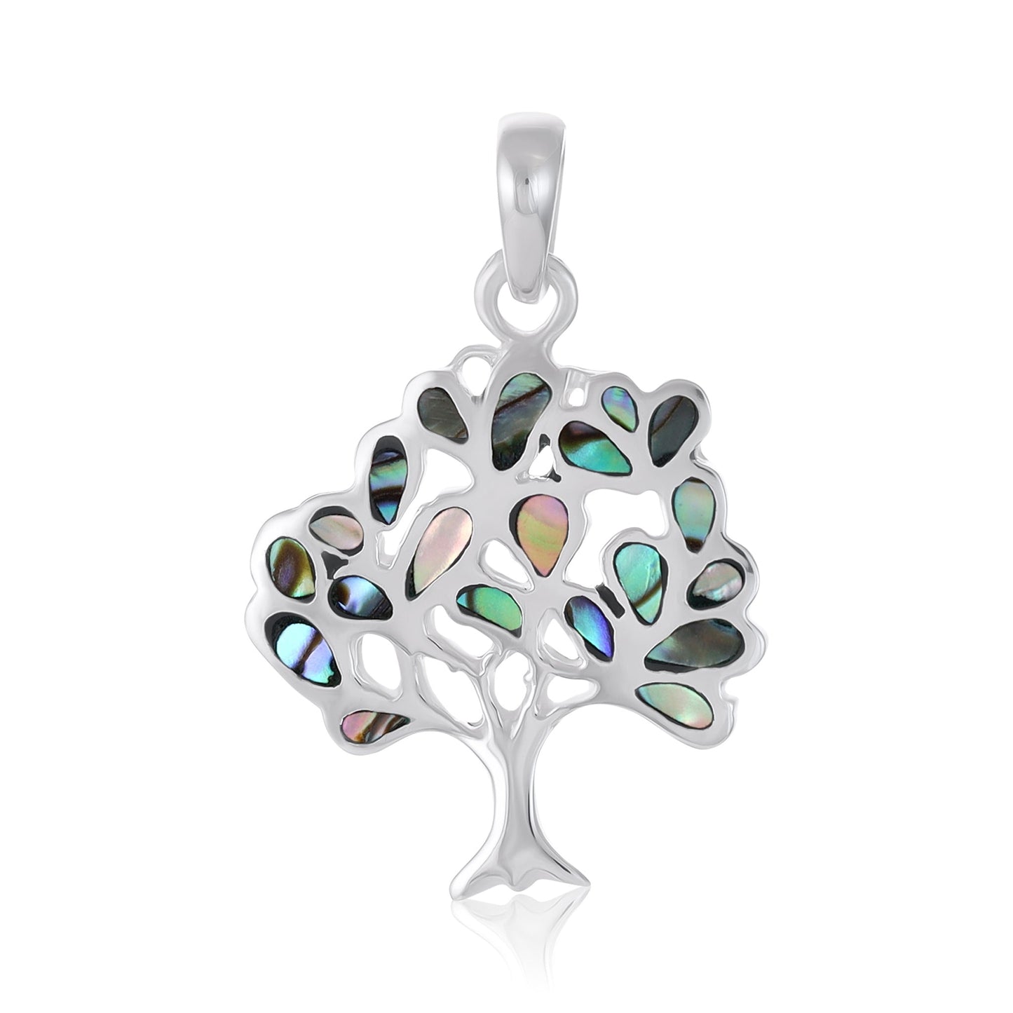 Green 925 Sterling Silver abalone Shell Tree Of Life Pendant