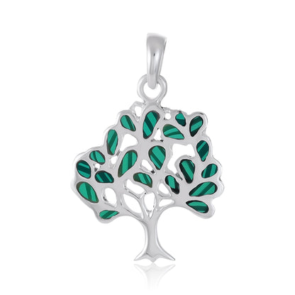 Green 925 Sterling Silver abalone Shell Tree Of Life Pendant
