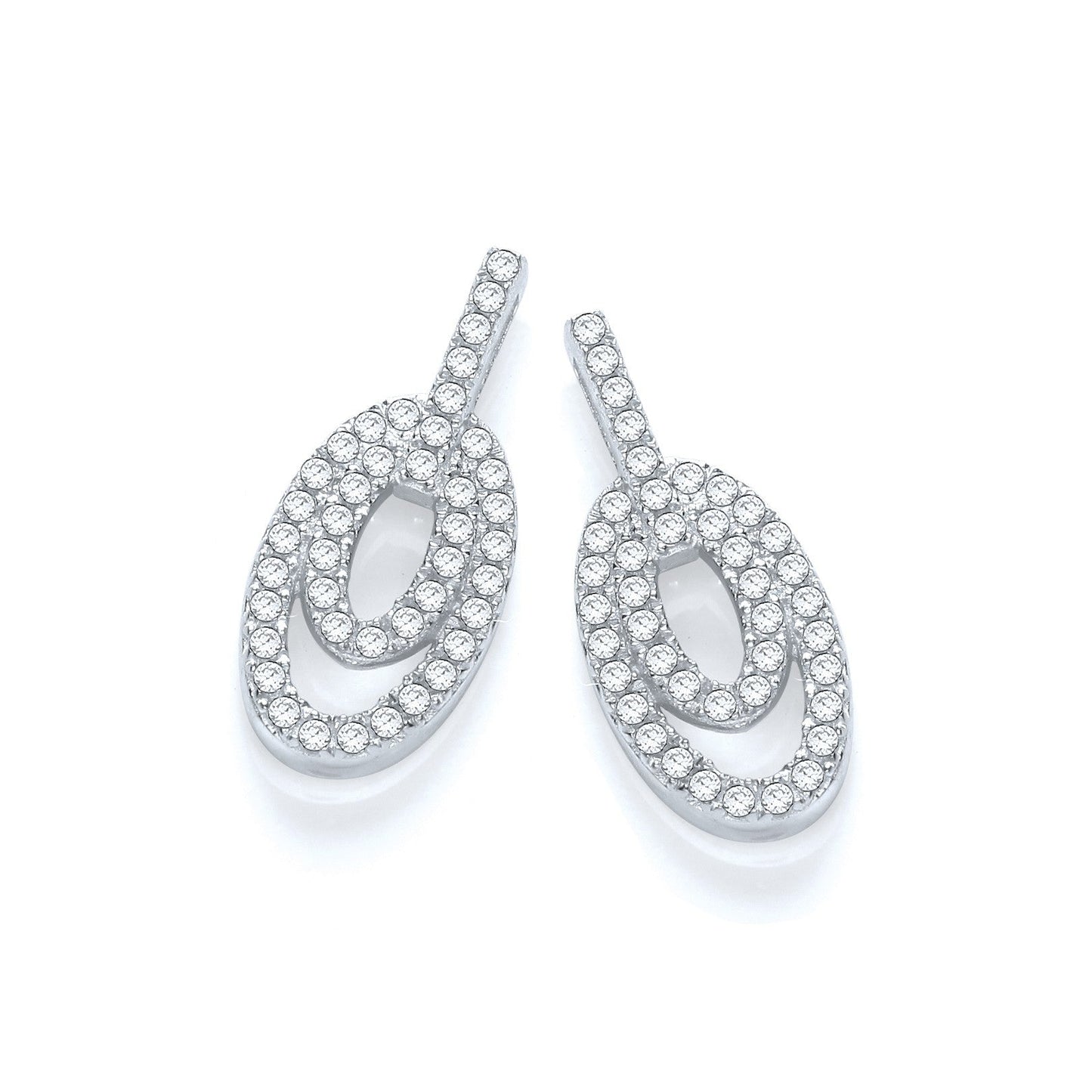Stud 925 Sterling Silver 17 mm Earrings Set With CZs - FJewellery