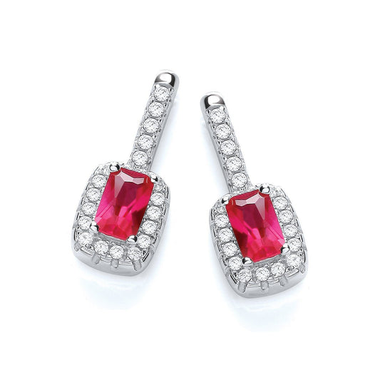 Stud 925 Sterling Silver Earrings Red Set With CZs - FJewellery