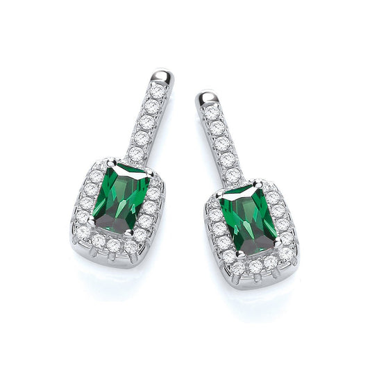 Stud 925 Sterling Silver Earrings Set With Green CZs - FJewellery